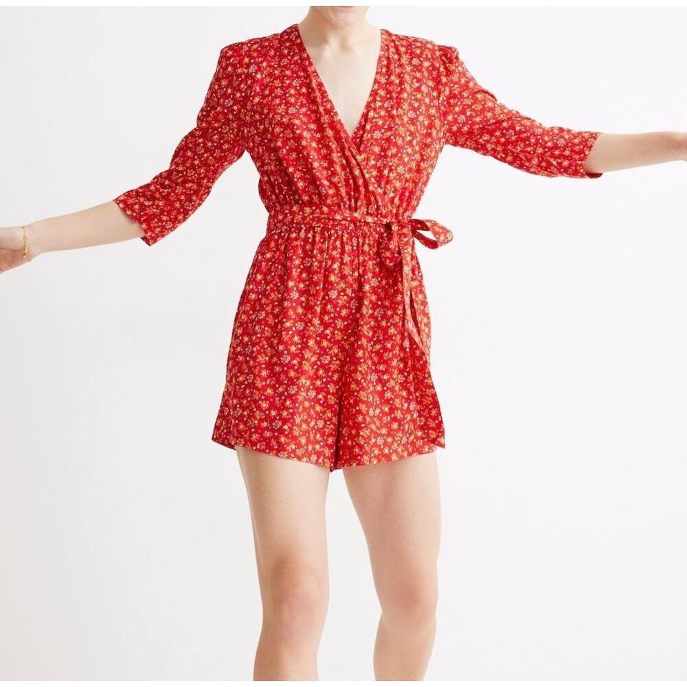 Madewell Red Floral Romper / 4